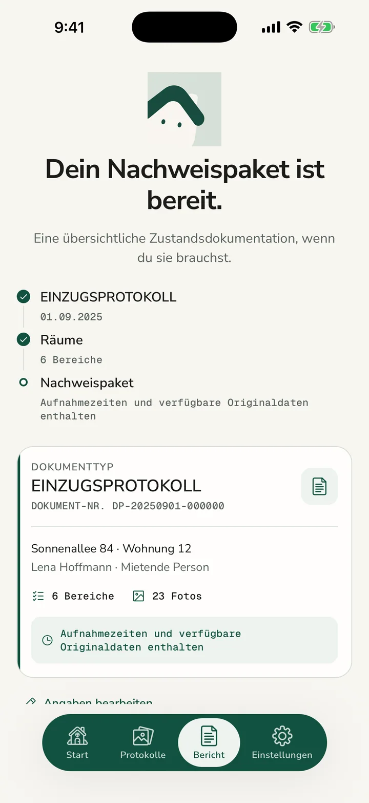 Ein übersichtliches lokales Nachweispaket