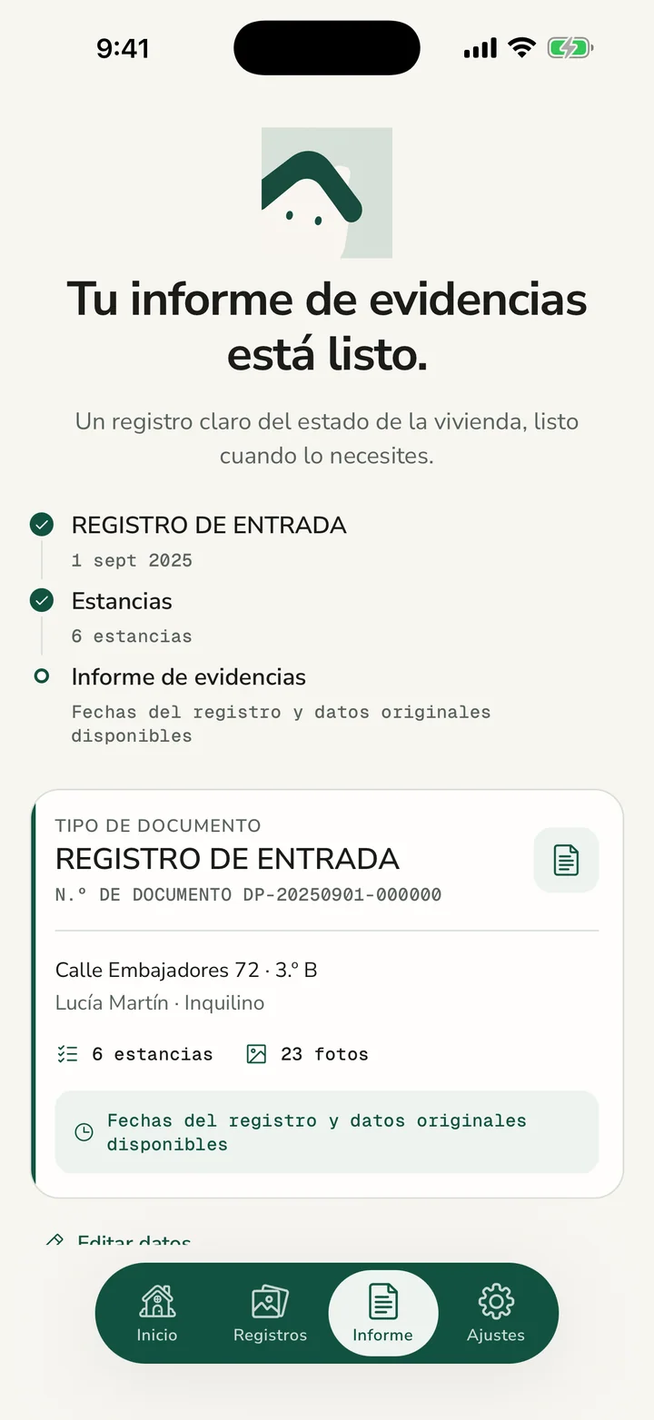 Un informe PDF claro, creado en tu dispositivo
