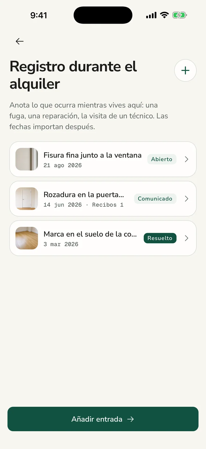 Un historial fechado de reparaciones