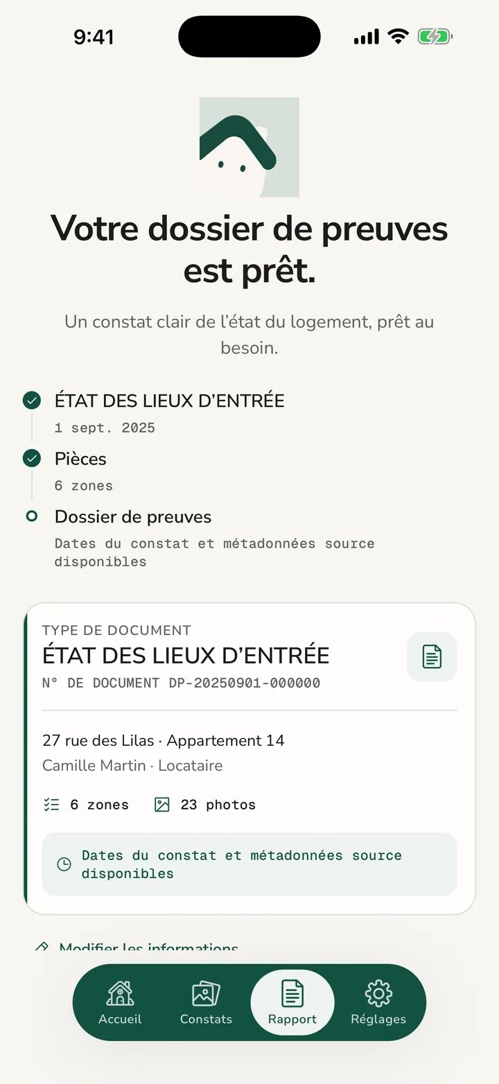 Un dossier PDF clair, créé sur votre appareil