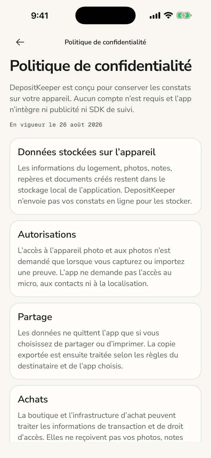 Vos données restent sur votre appareil