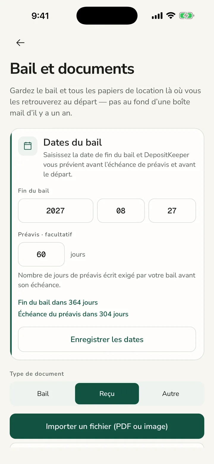 Bail, reçus et rappels au même endroit