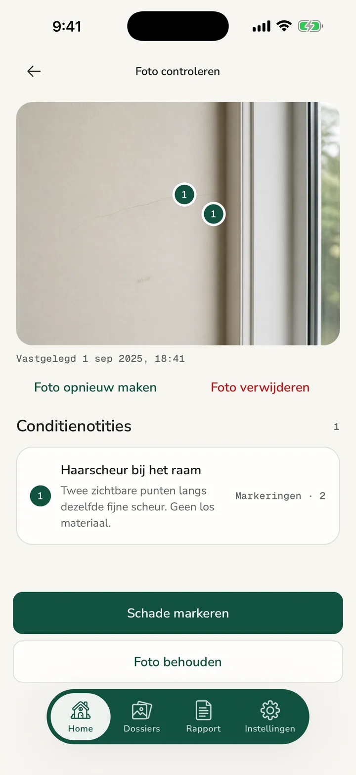 Schademarkeringen op de juiste foto